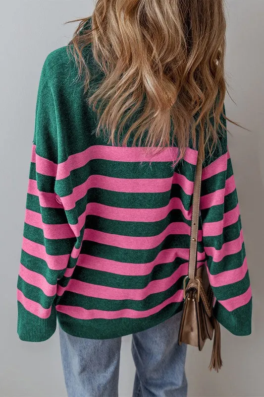 All Kinds Of Happy Striped Zip Top