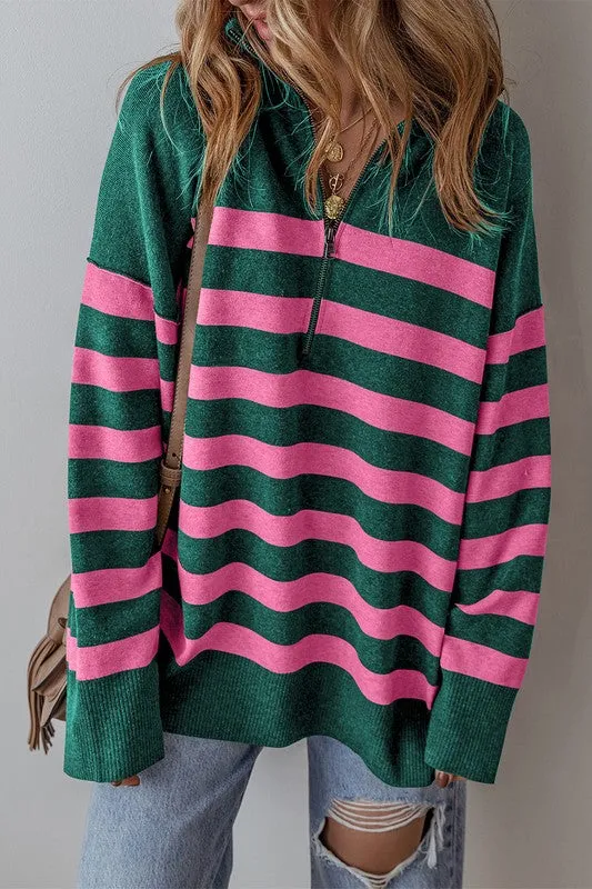 All Kinds Of Happy Striped Zip Top