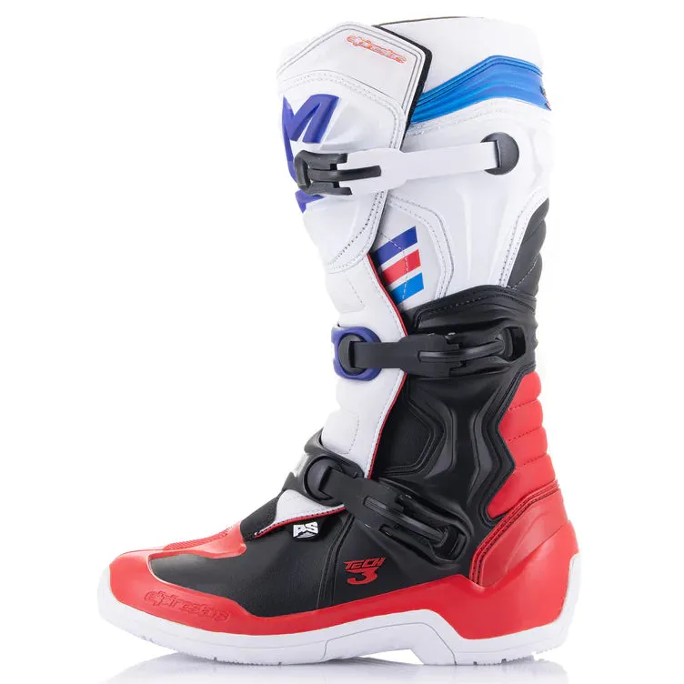 Alpinestars Tech 3 Boots White/Bright Red/Dark Blue Motocross Boots