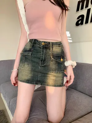 American Retro Street Denim Mini Skirt