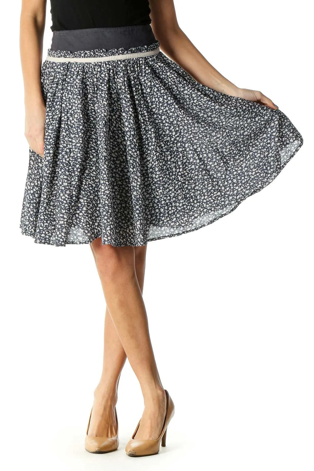 Black Animal Print Retro Flared Skirt