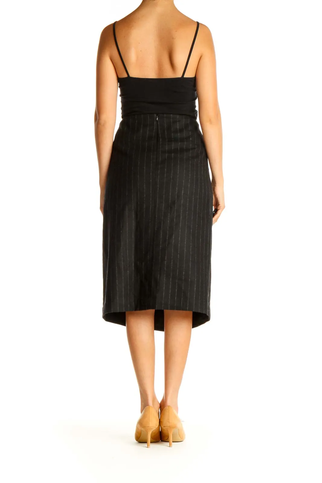 Black Striped Retro A-Line Skirt