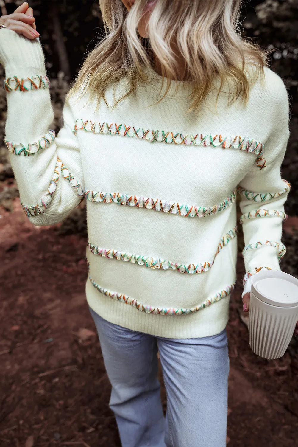 Braelyn Colorful Crossed Stitch Sweater