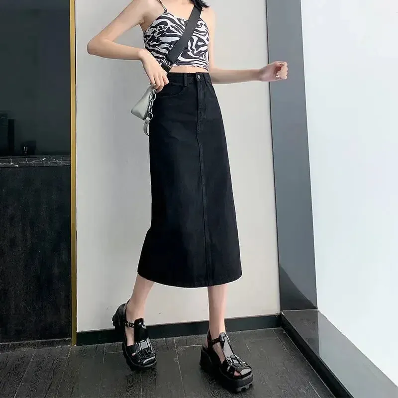 Casual Loose Korean All-Match Vintage Retro Chic Denim Skirts