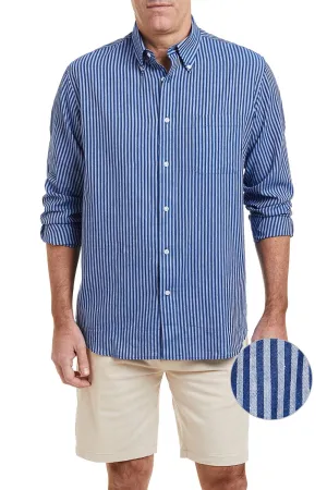 Chase Shirt Linen Navy & Blue Stripe