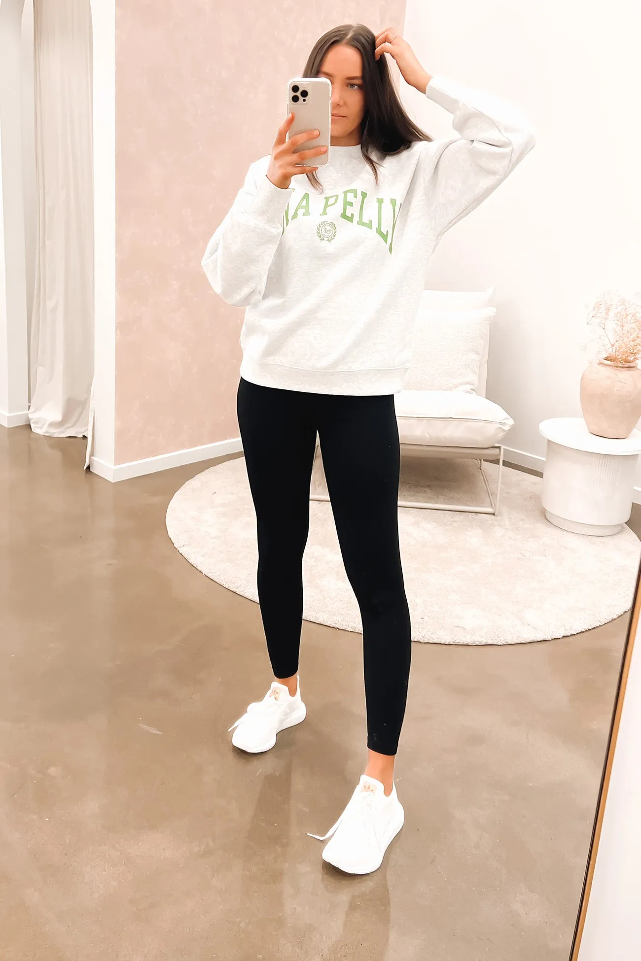 Collegiate Logo Sweater Nile Green White Marle