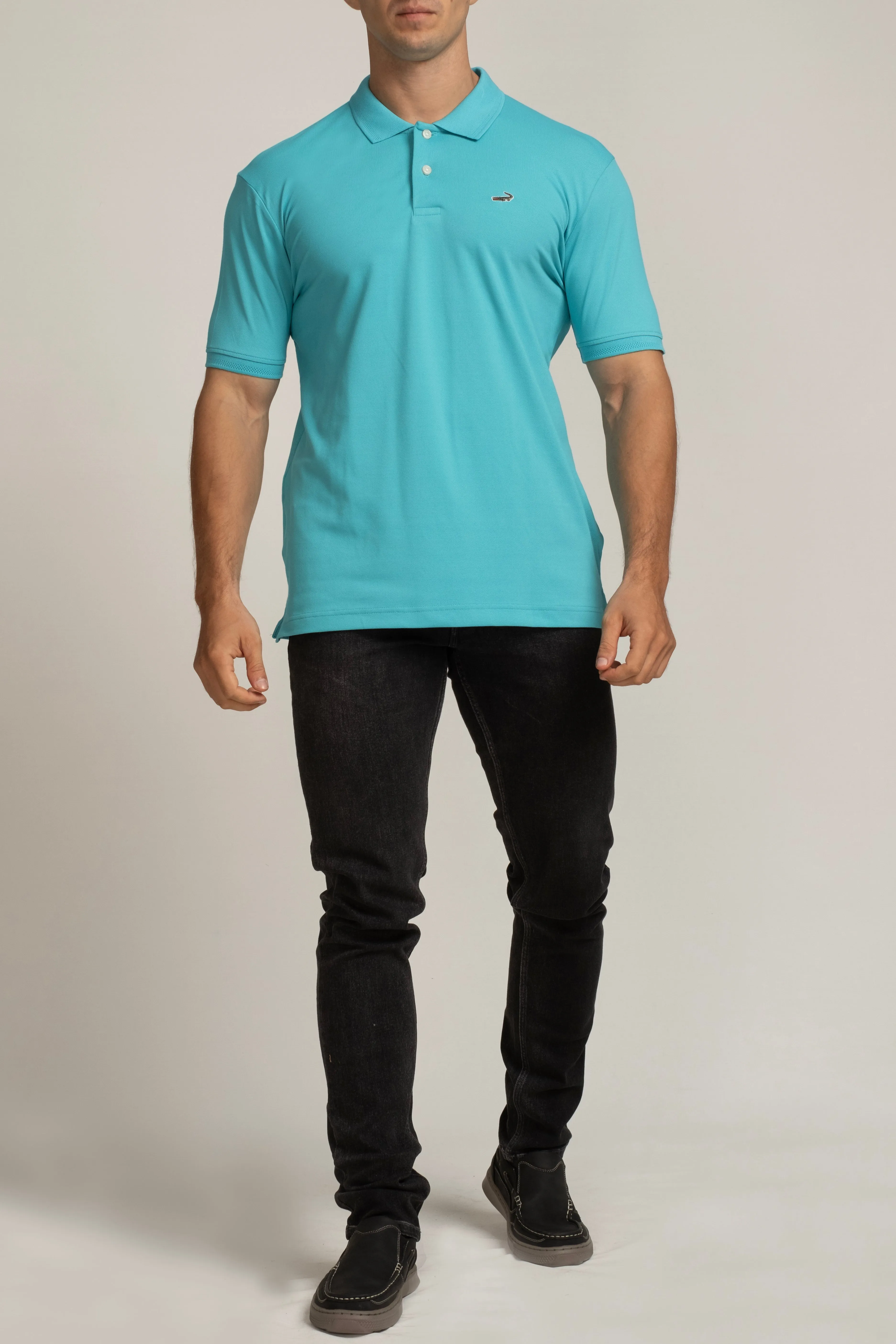 Crocodile Polo T-Shirts Peacock Blue