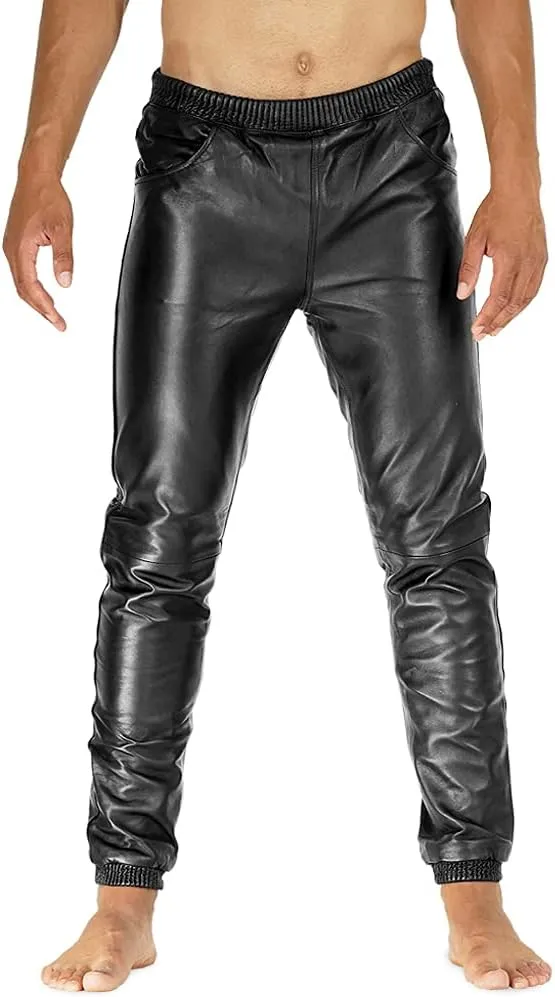 Delara Men's Red Faux Leather Pants