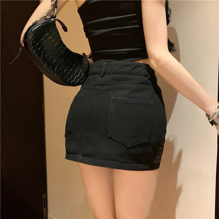 Diamond Mini Hot Y2K Denim Summer Streetwear Retro Sexy Skirt