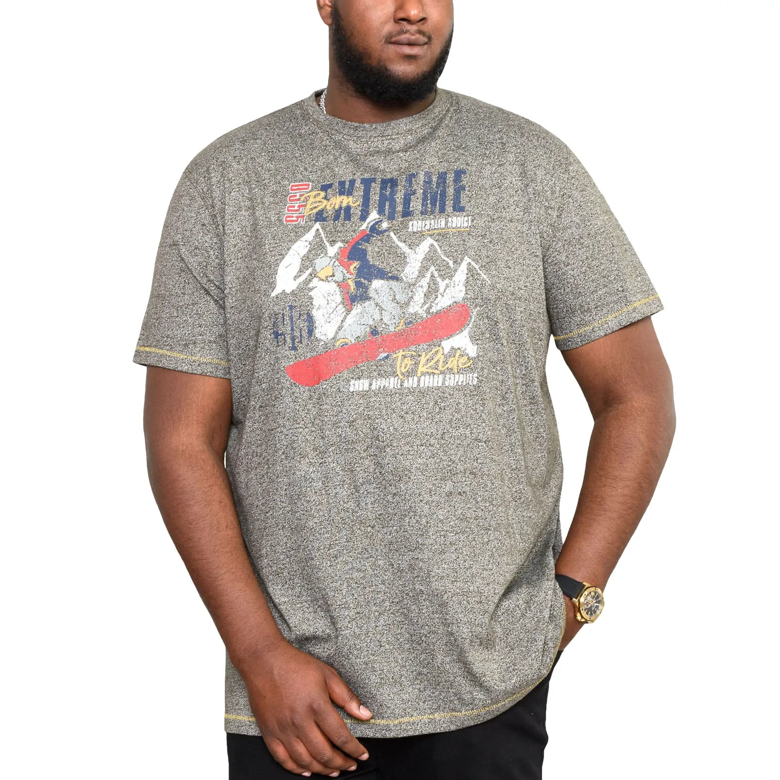 Duke D555 Mens Paddington Big & Tall Extreme Ski Print T-Shirt - Khaki