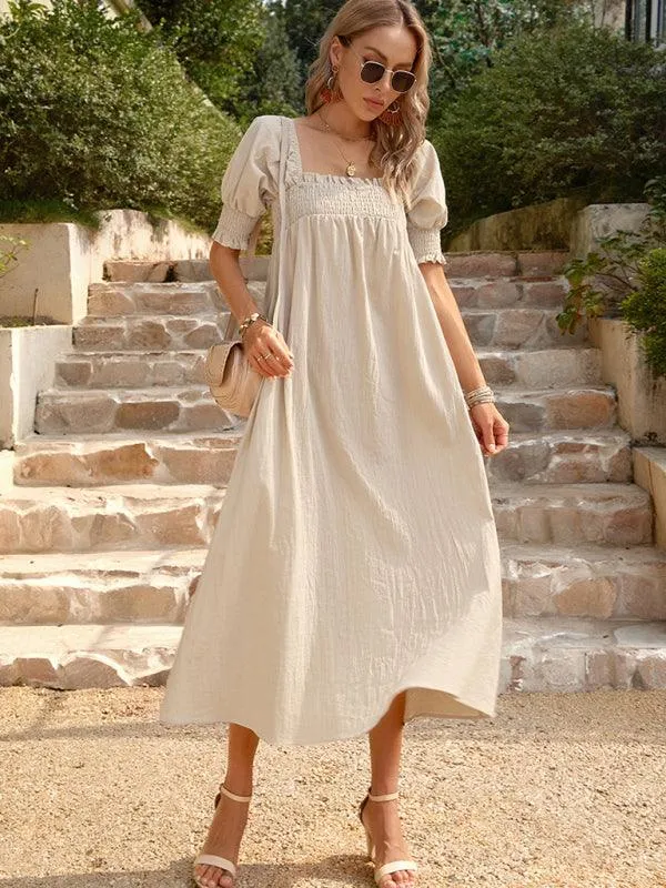 Elegant Cotton Maxi Skirt with Distinctive Collar Detail