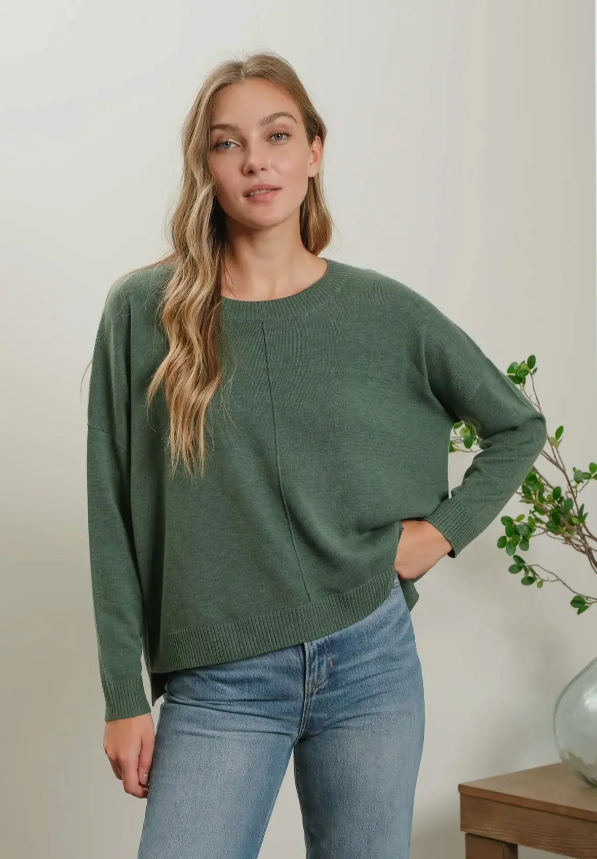 Extended shoulder sweater