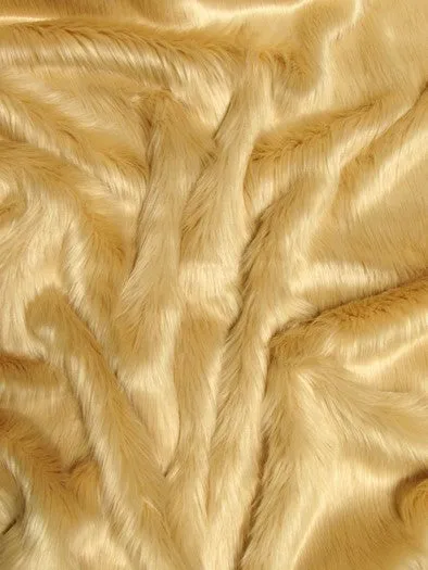 Faux Fake Fur Solid Shaggy Long Pile Fabric / Blonde / 15 Yard Bolt