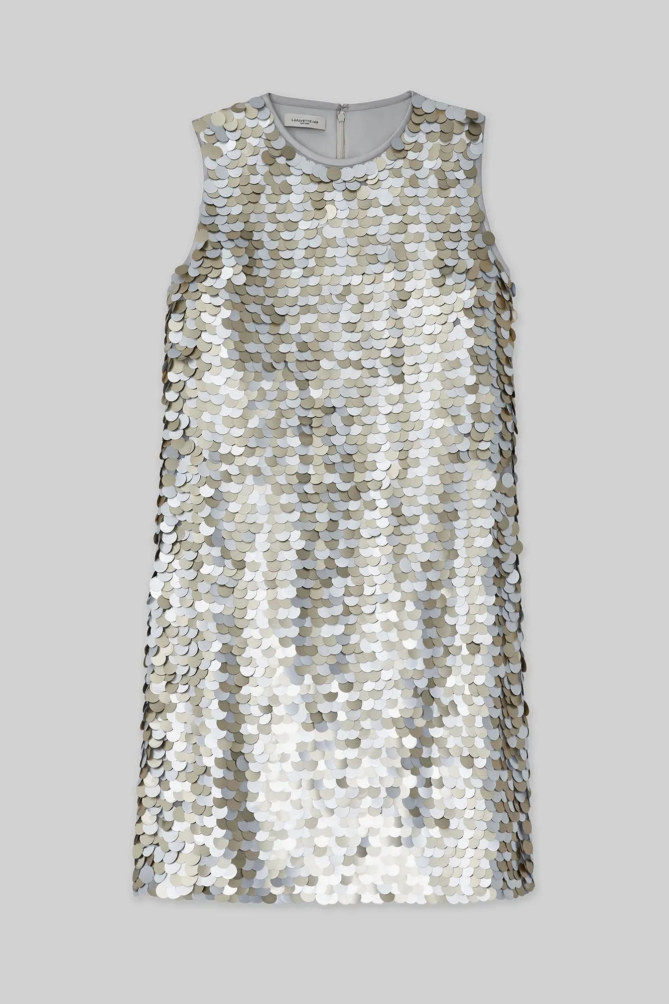 Hand-Placed Paillette Shift Dress Metallic Multi