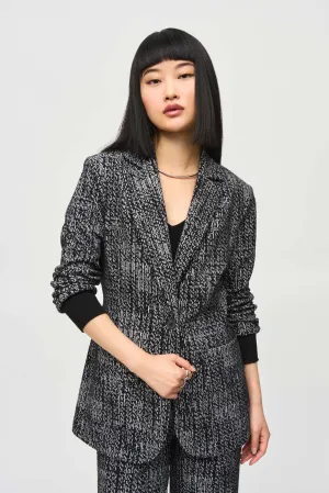 Joseph Ribkoff Black/Off-White 3/4 Sleeve Tweed Blazer Jacket 243053