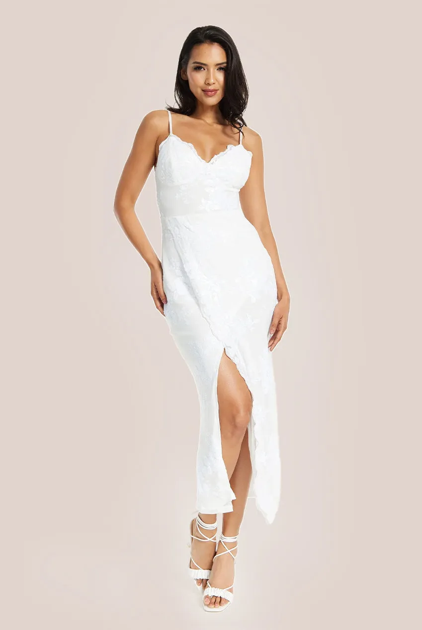 Liquorish Sequin Two Layer Maxi Dress In White