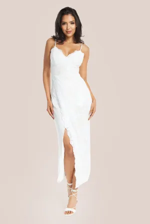 Liquorish Sequin Two Layer Maxi Dress In White