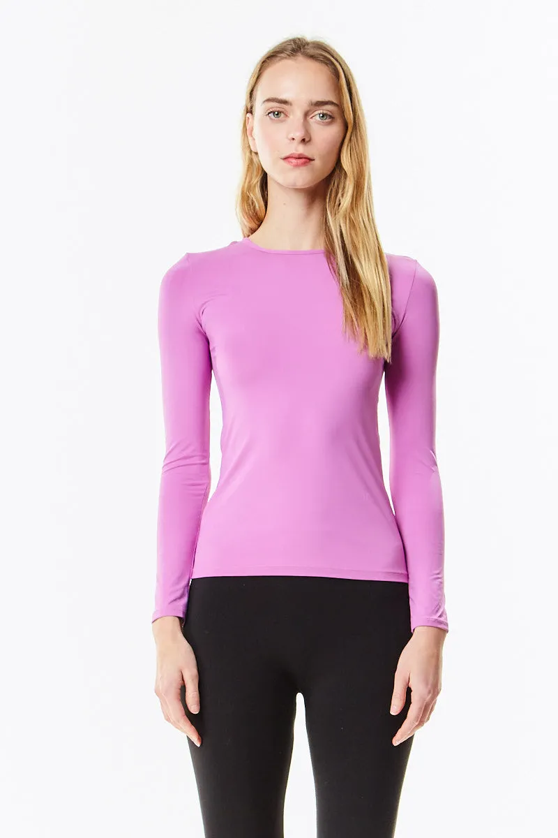 Long Sleeve Microfiber Orchid Layering Shell Top