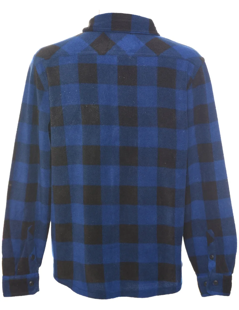 Long Sleeved Fleece Checked Shirt - L