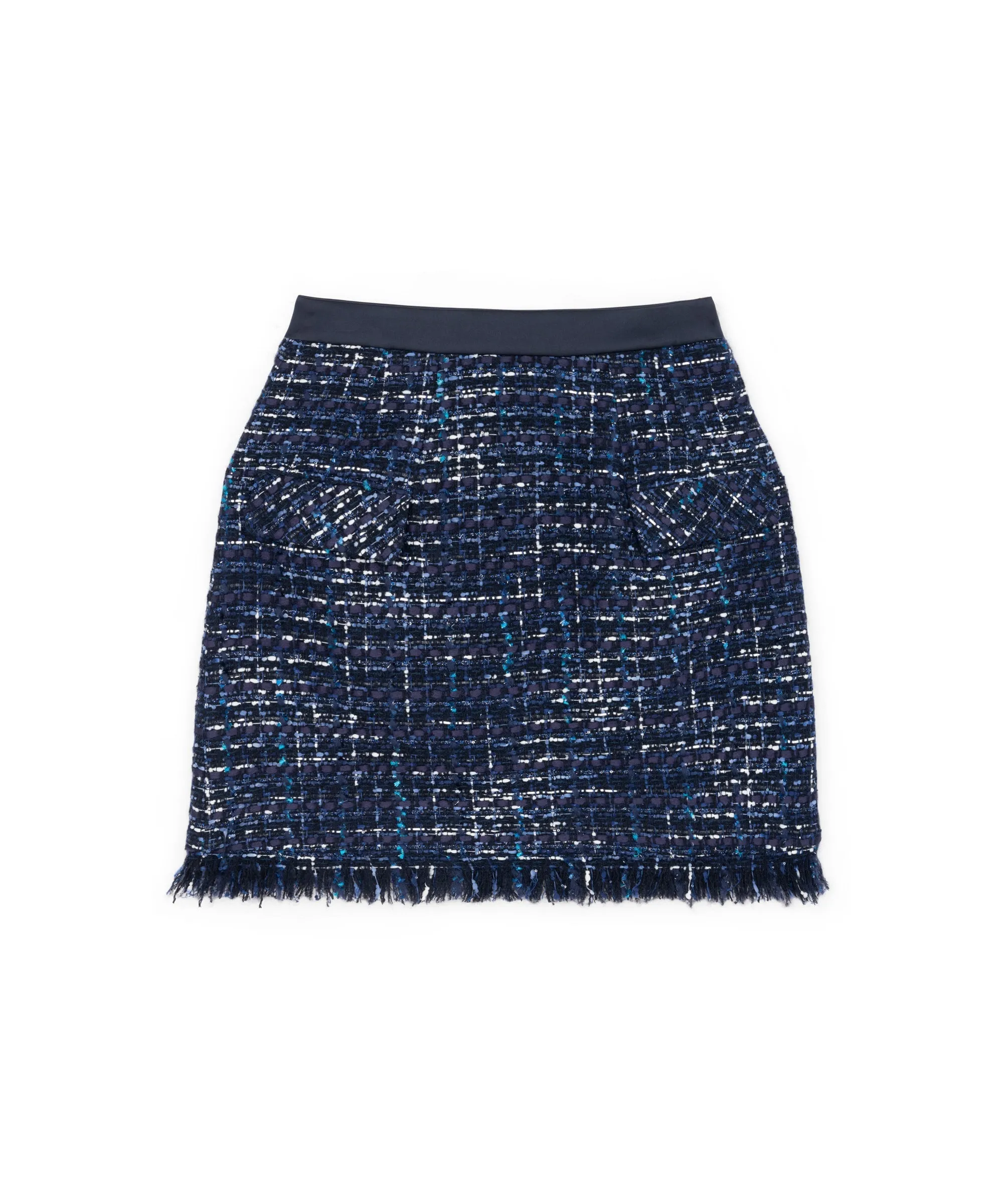 Machka Tweed Textured Mini Skirt Navy Blue