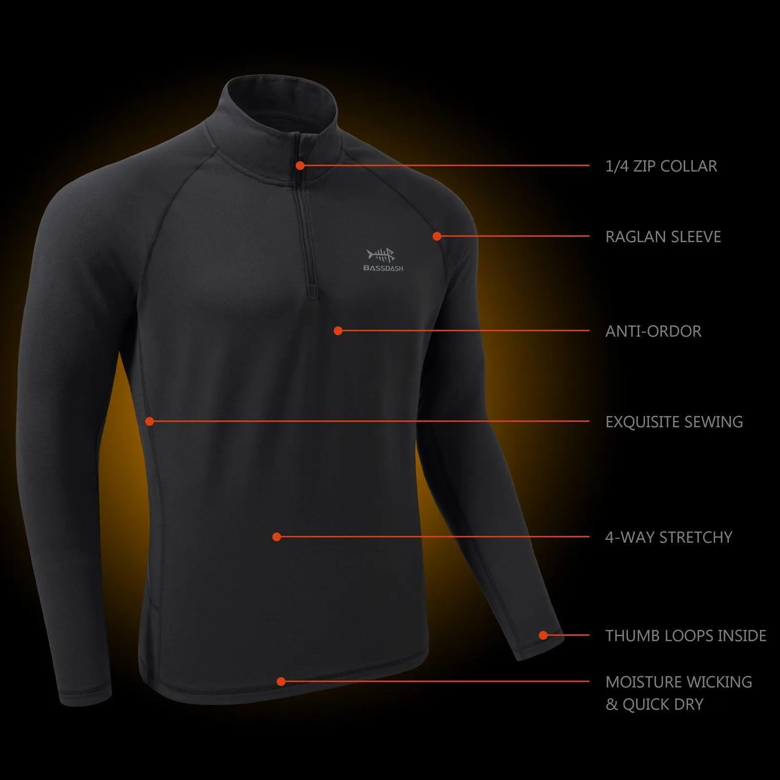 Men's Midweight Thermal Base Layer  Shirt 1/4 Zip Pullover FS20M