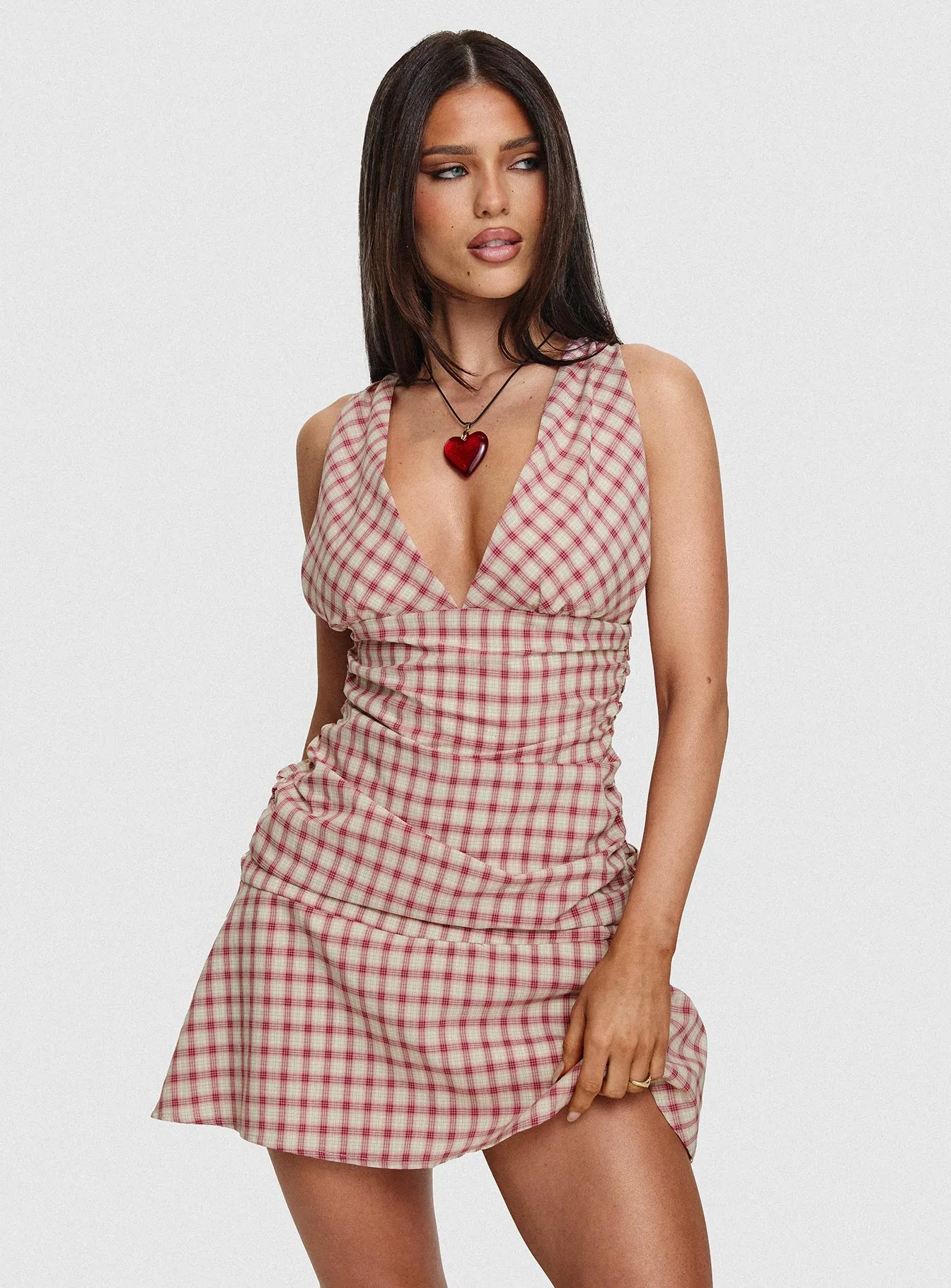 Midwest Mini Dress Red Check