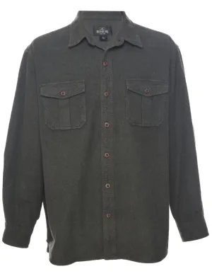 Olive Green Flannel Shirt - L