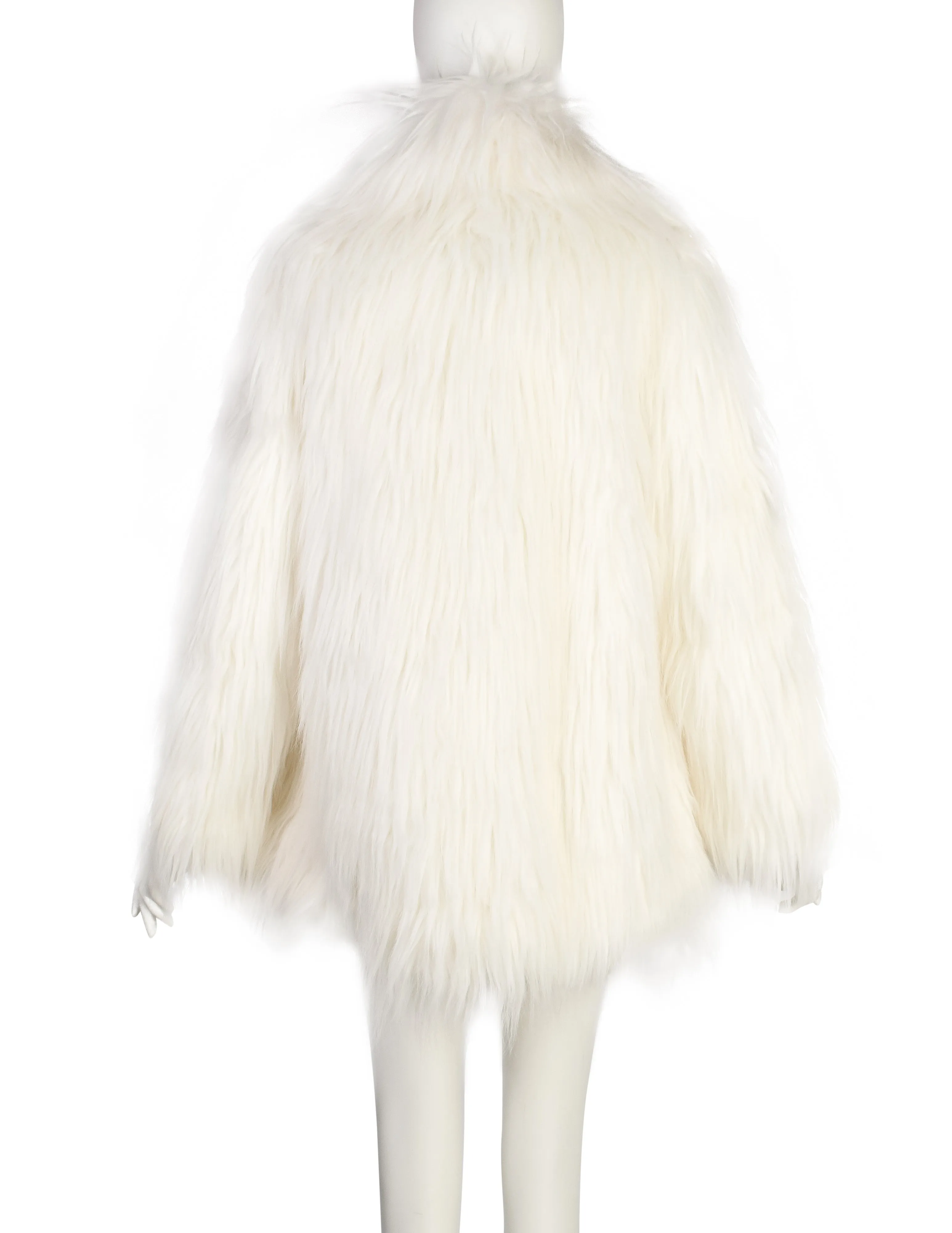 Plein Sud Vintage White Faux Fur Coat