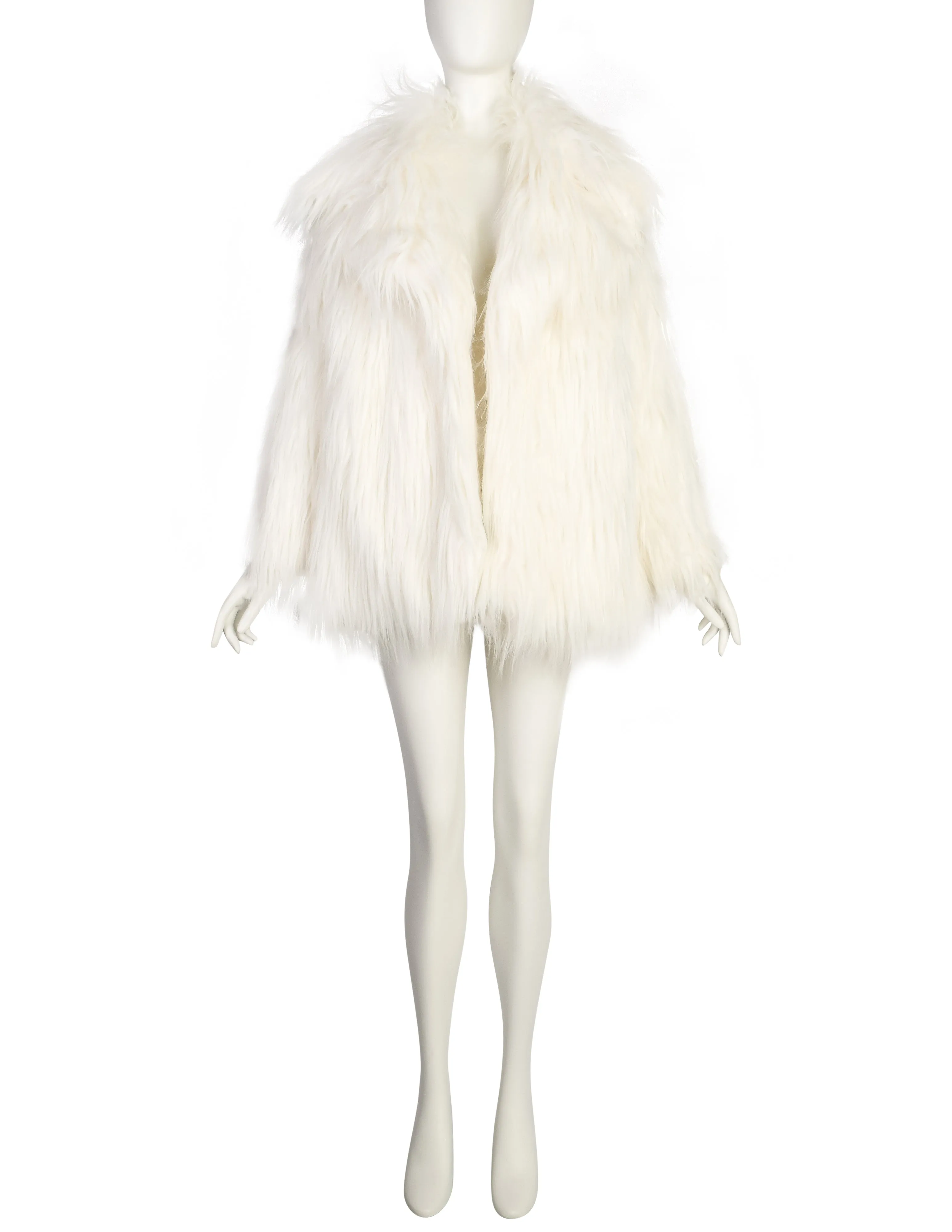 Plein Sud Vintage White Faux Fur Coat