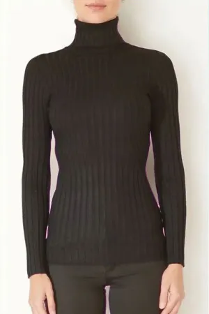 Ribbed Turtleneck Sweater - Black