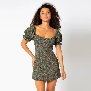 Rose Mini Dress (Black   Green)