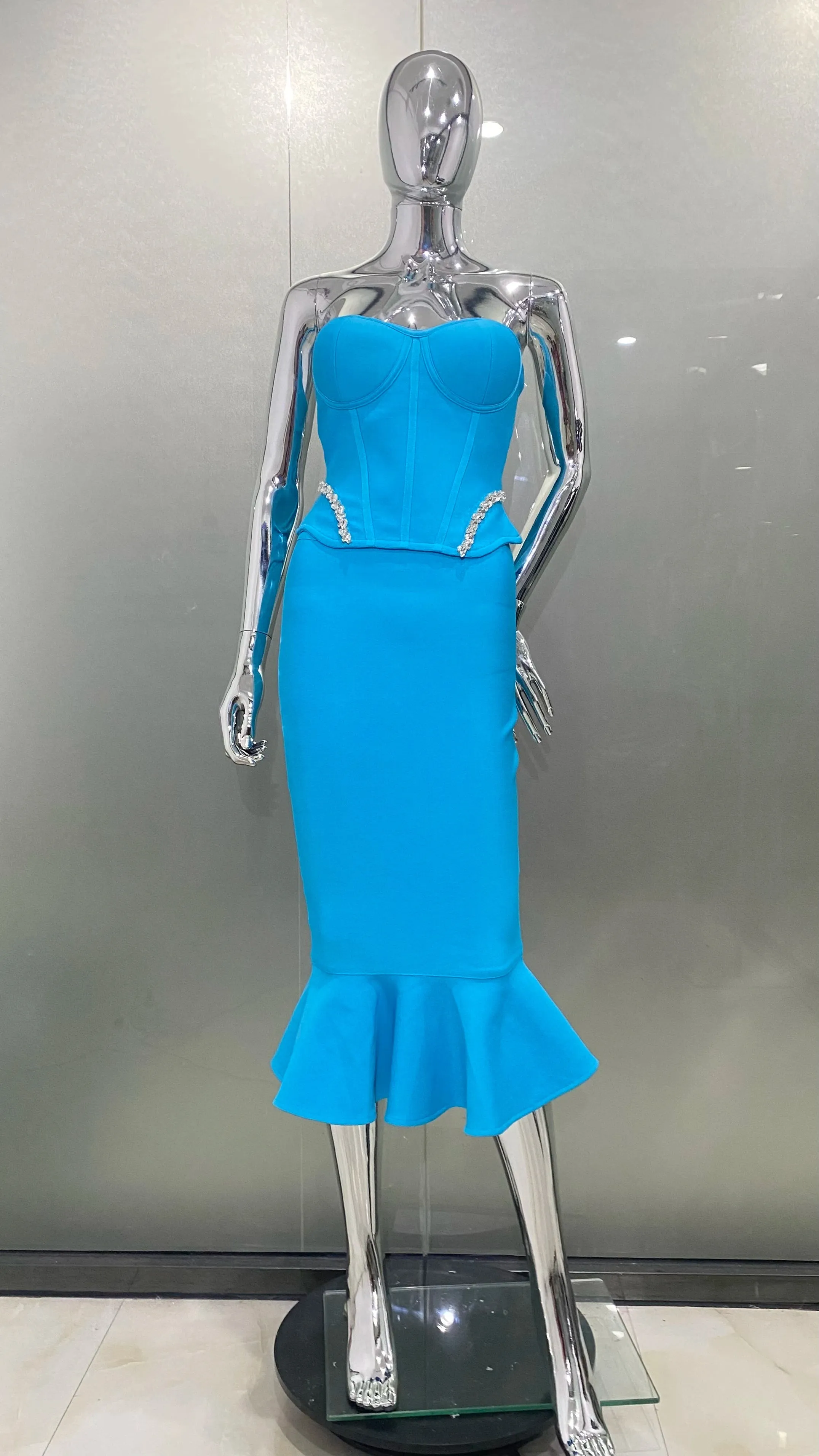 Sky Blue Bandage Dress