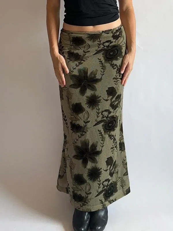 Smudge-dyed Milk Silk High Waist Midi Skirt