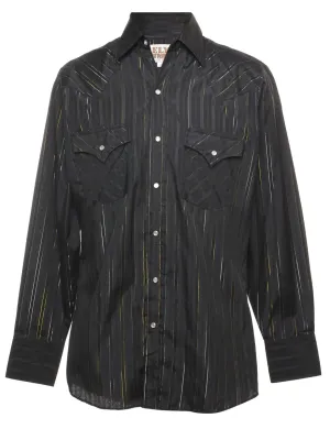 Striped Black Shiny Western Shirt - S