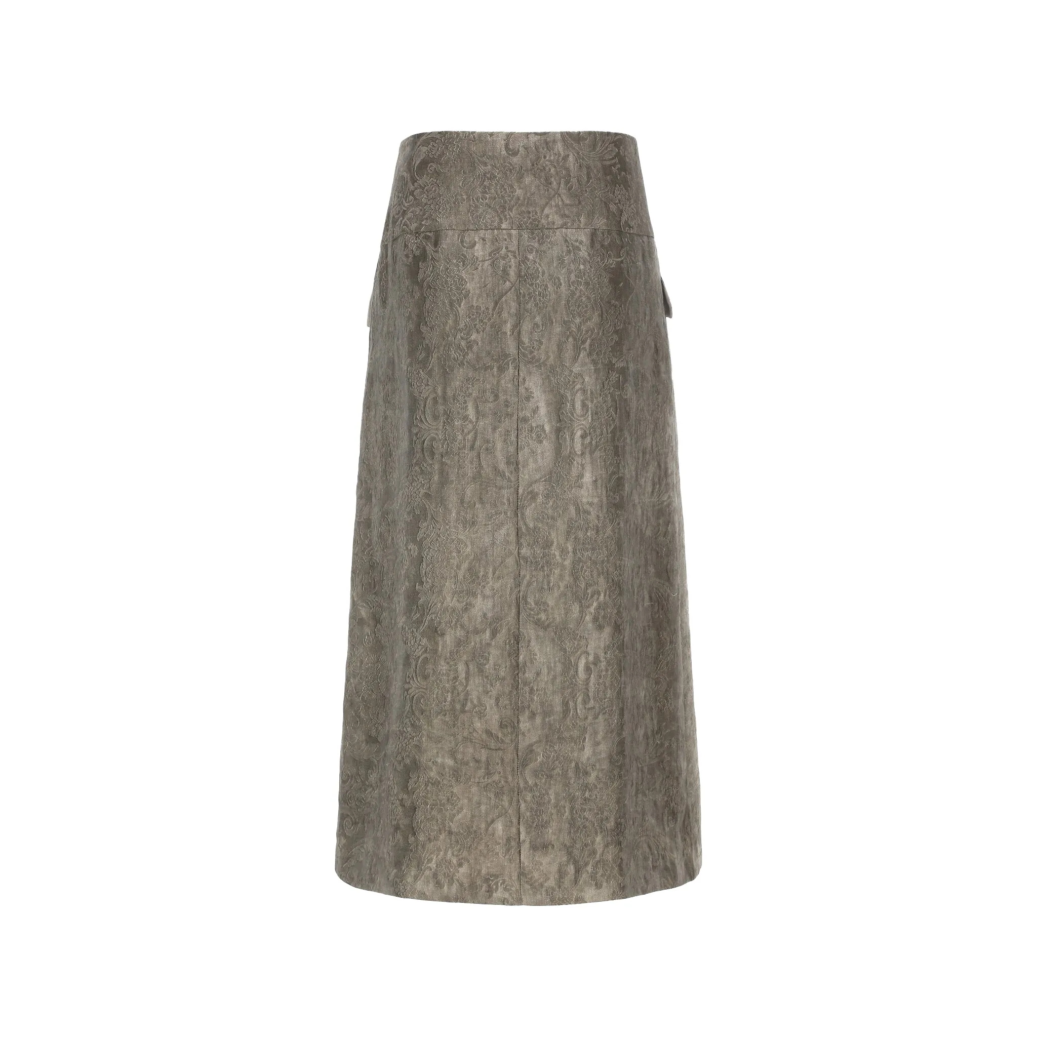 Taupe Retro Mid-Length Skirt