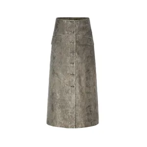 Taupe Retro Mid-Length Skirt