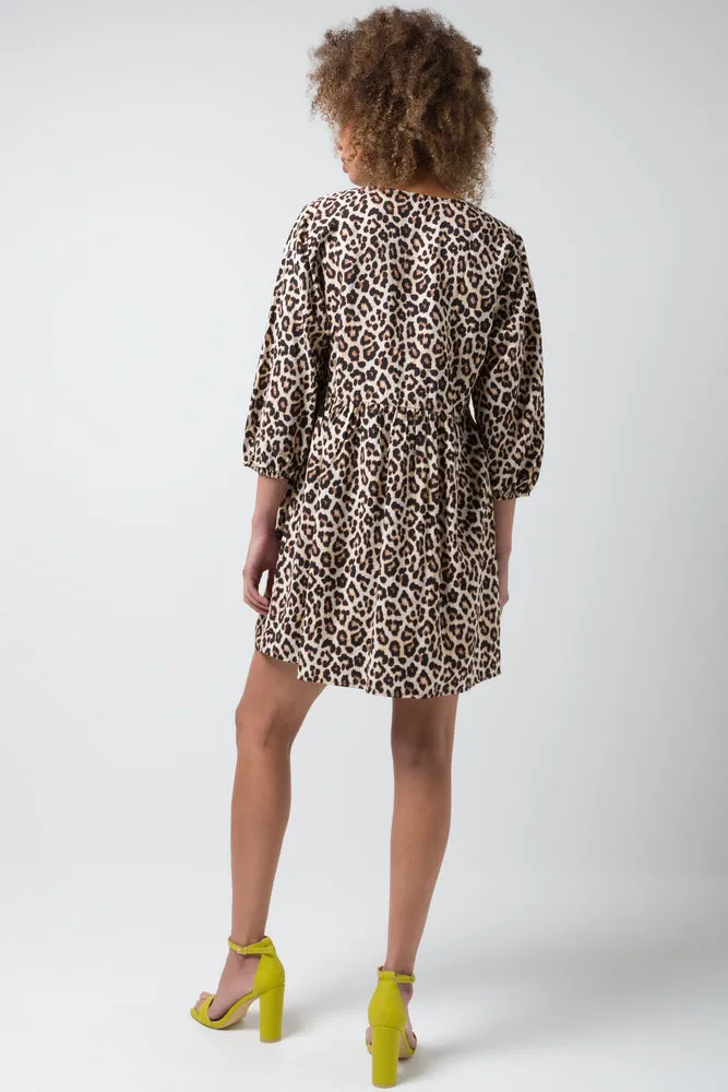 Three-Quarter Sleeve Dress Brown