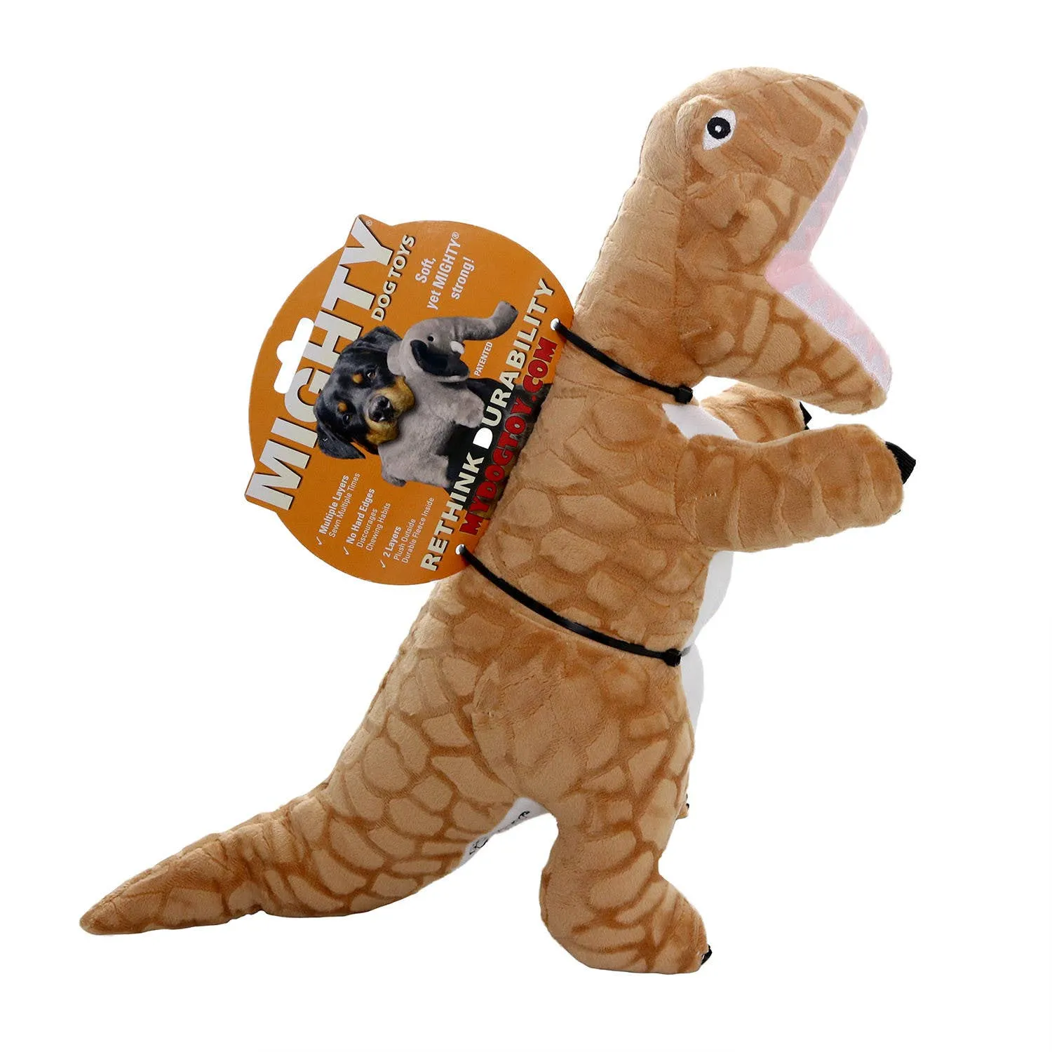 Tuffy Dog Toys - VIP Products - Mighty Dinosaur TRex, Plush, Squeaky Dog Toy