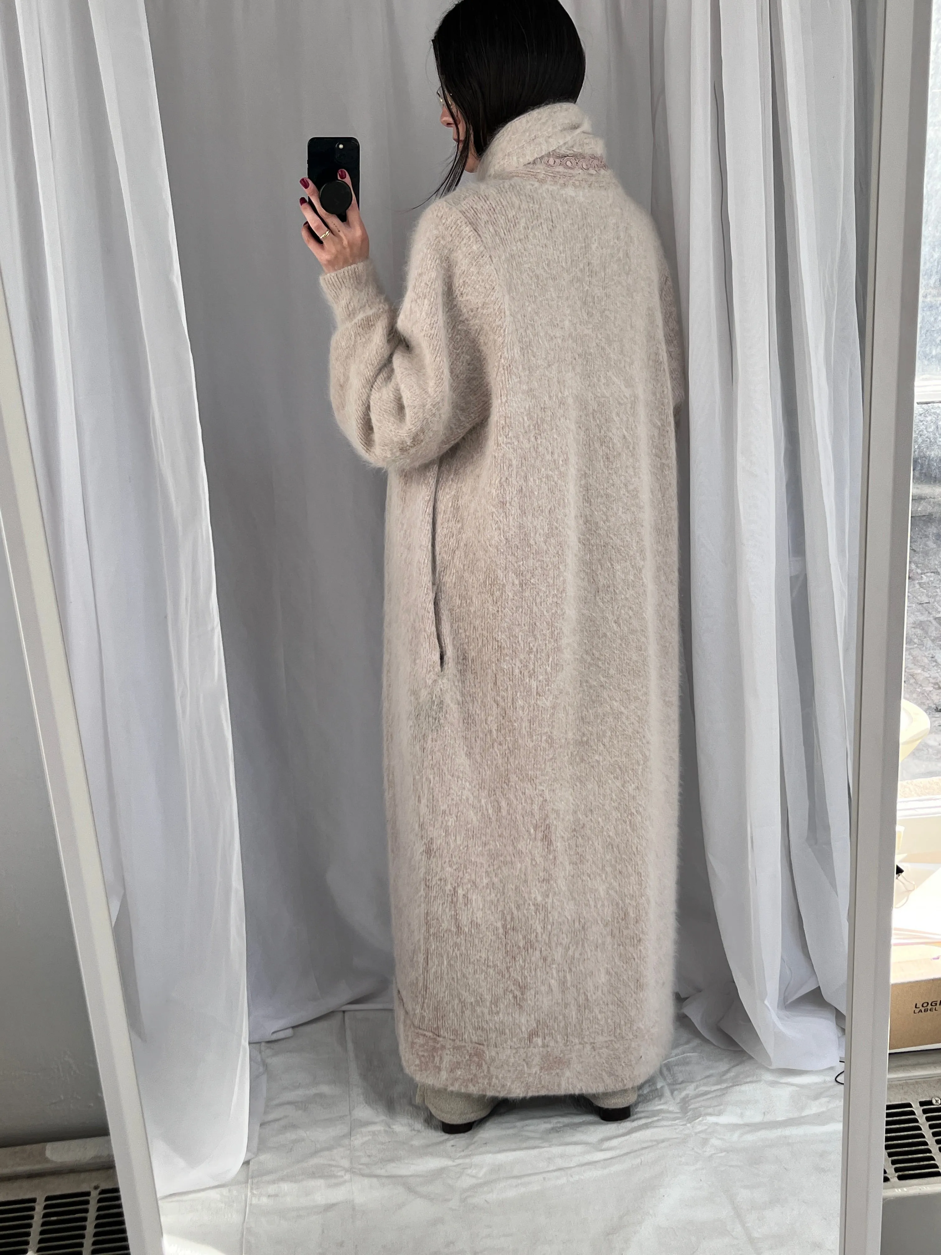 Vintage Oatmeal Angora Duster