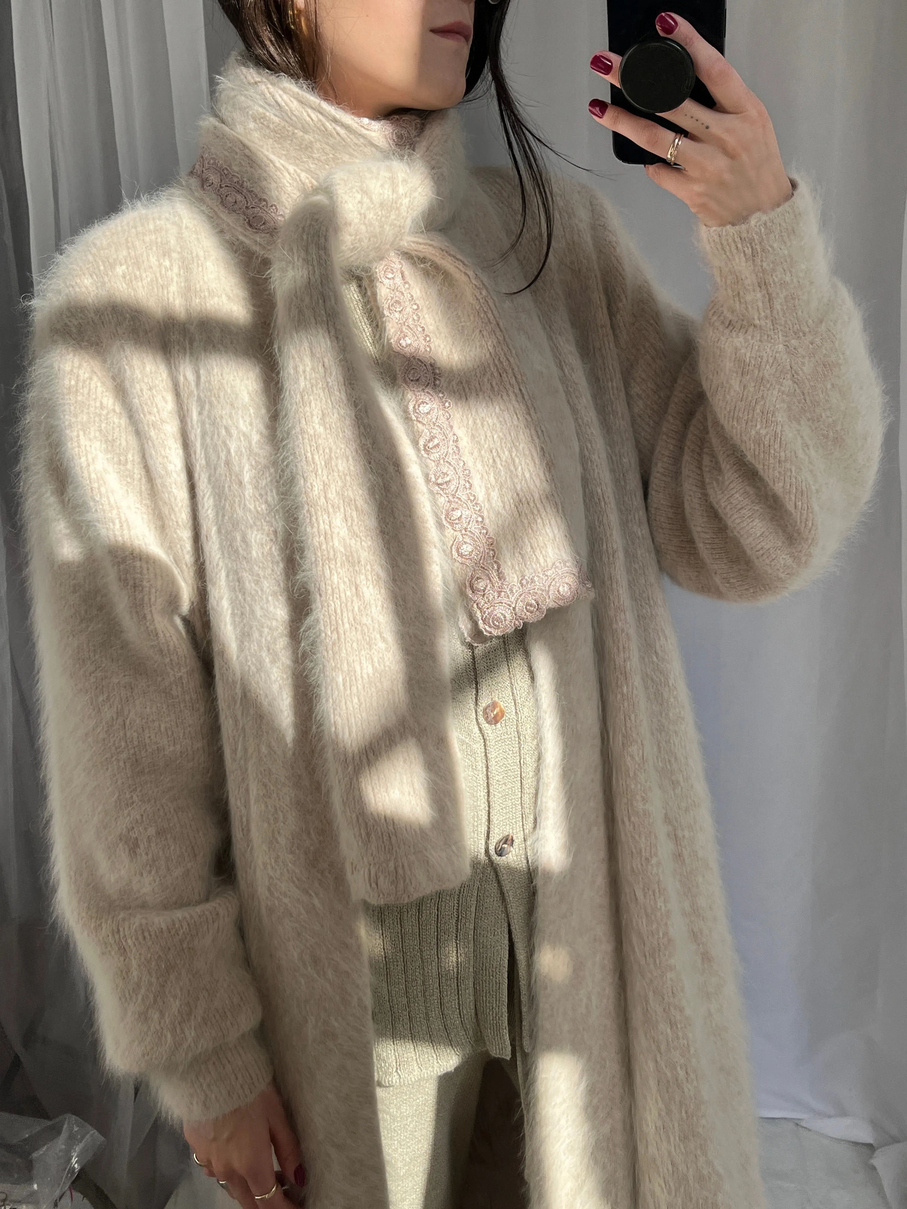 Vintage Oatmeal Angora Duster