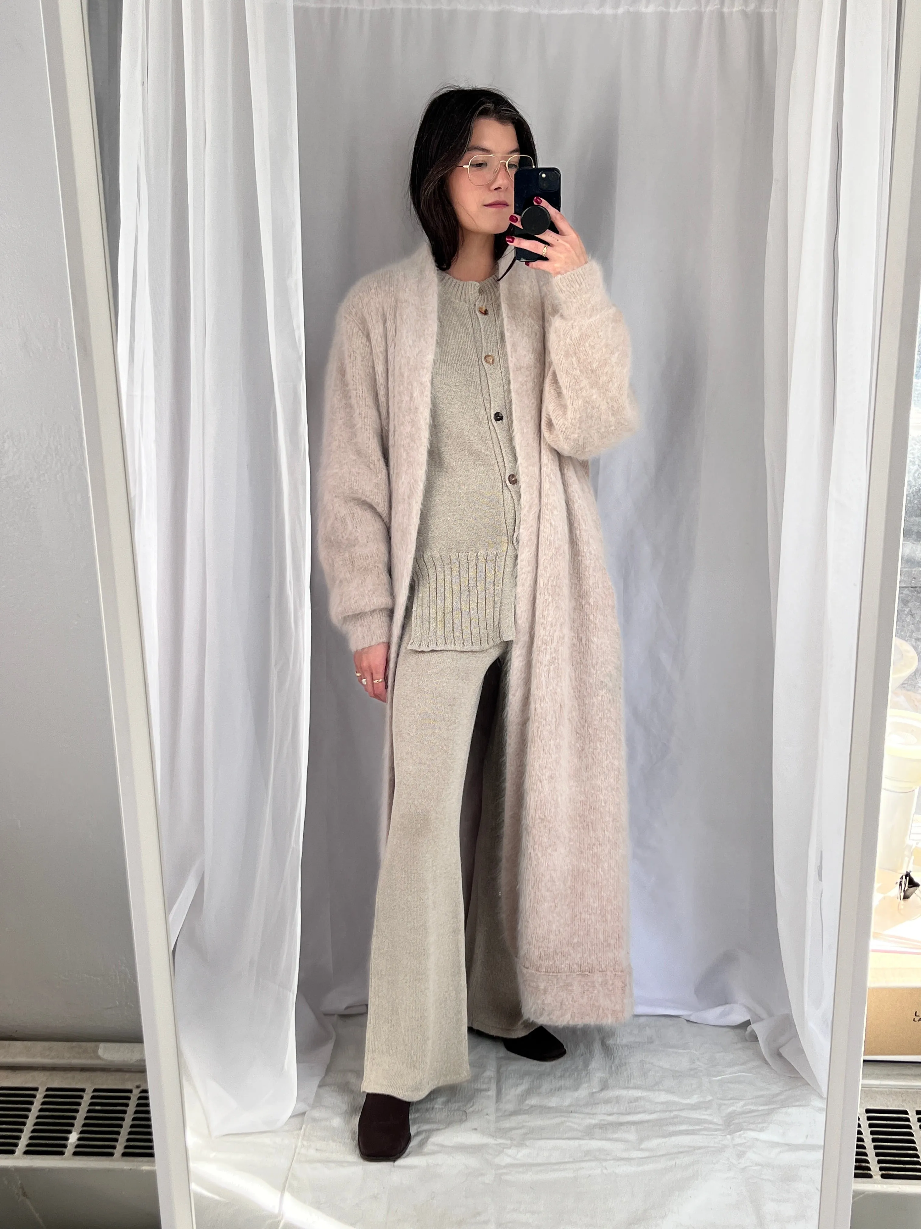 Vintage Oatmeal Angora Duster